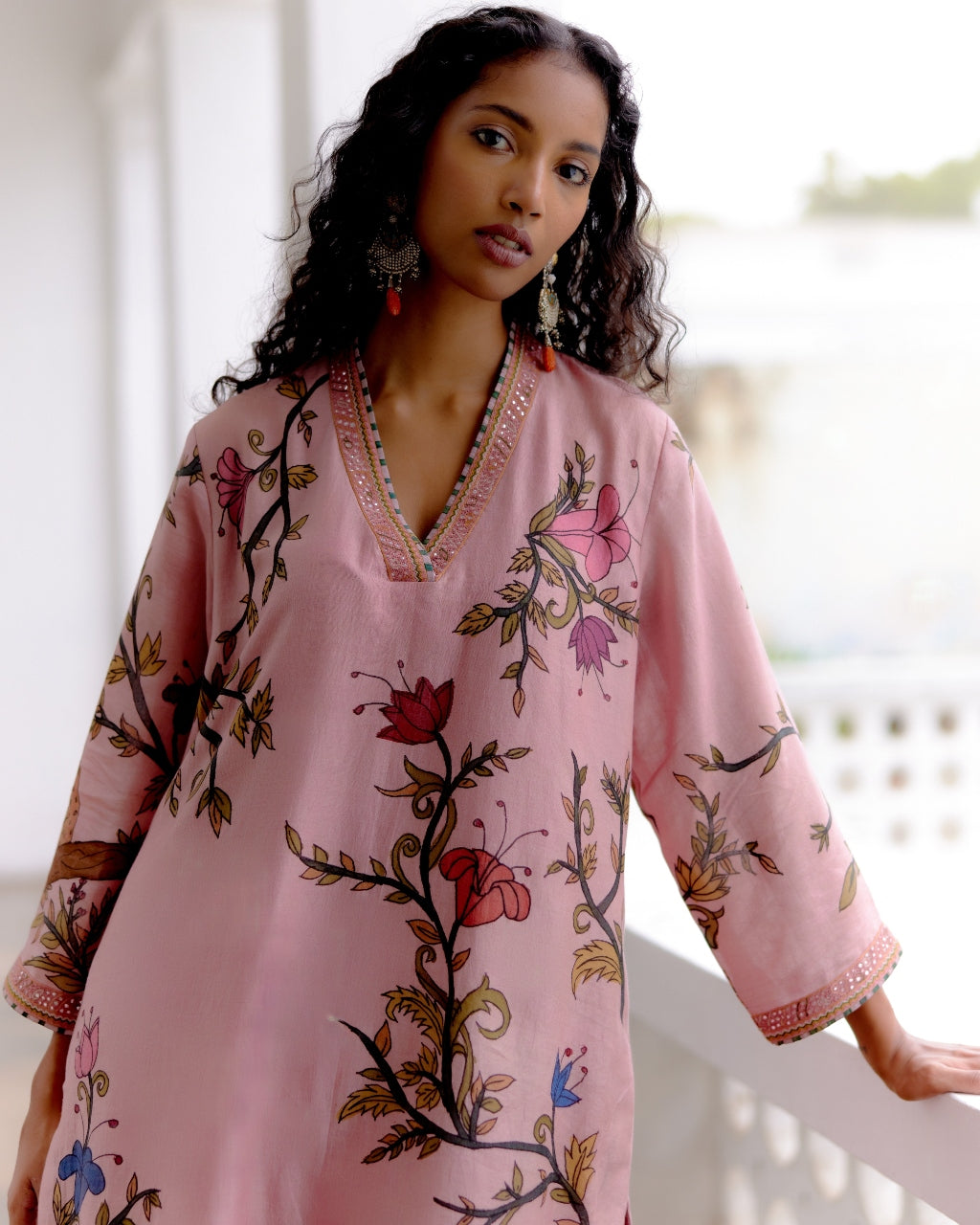 Rose Malabar Leopard Kurta Set