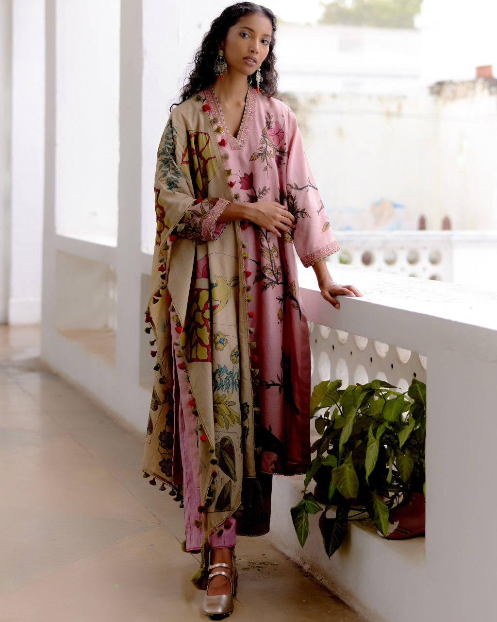 Rose Malabar Leopard Kurta Set