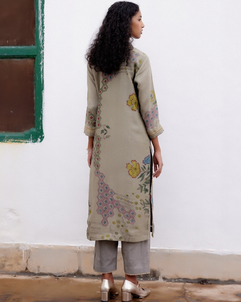 Grey Mosaic Kalamkari Kurta Set