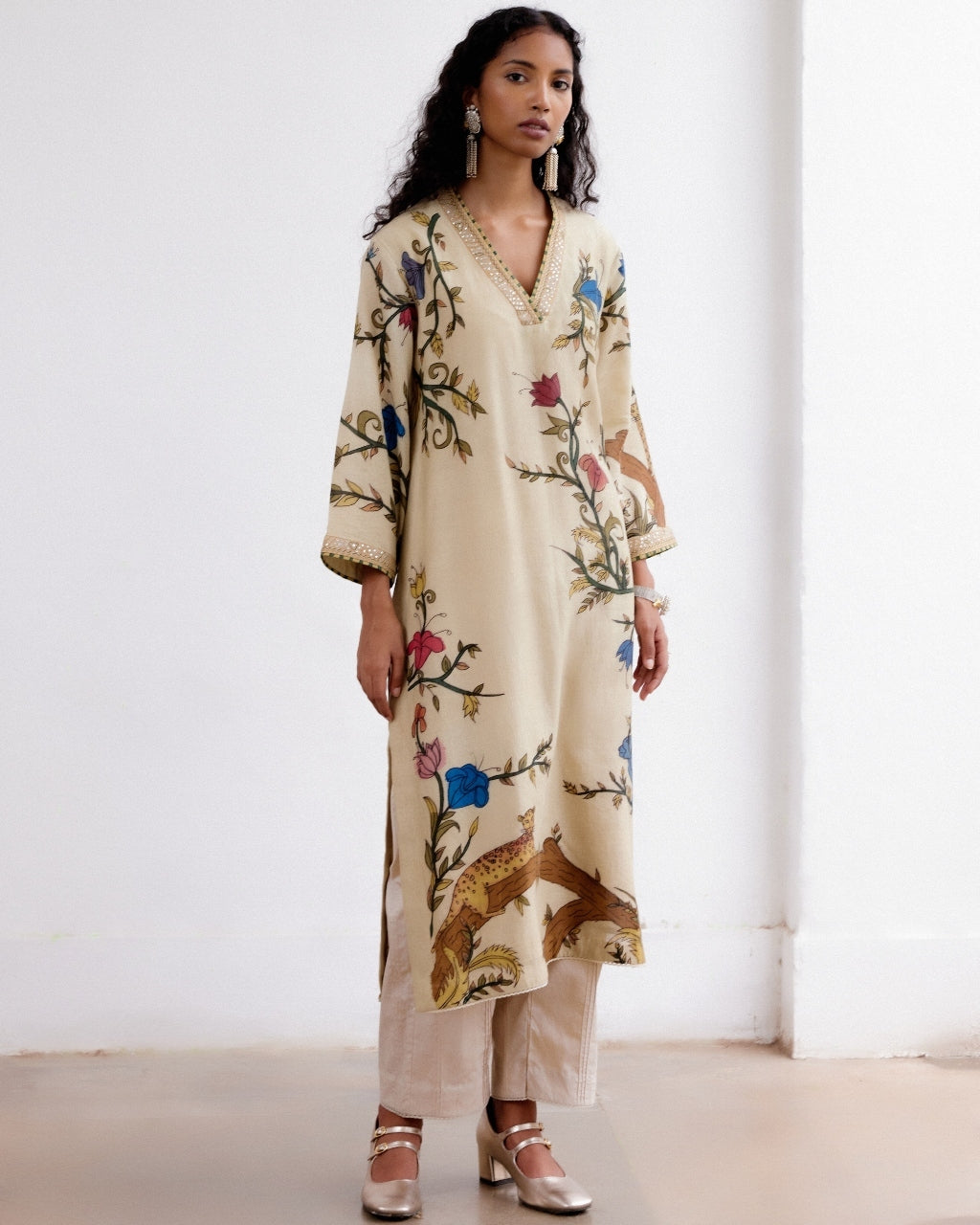 Ivory Malabar Leopard Kurta Set