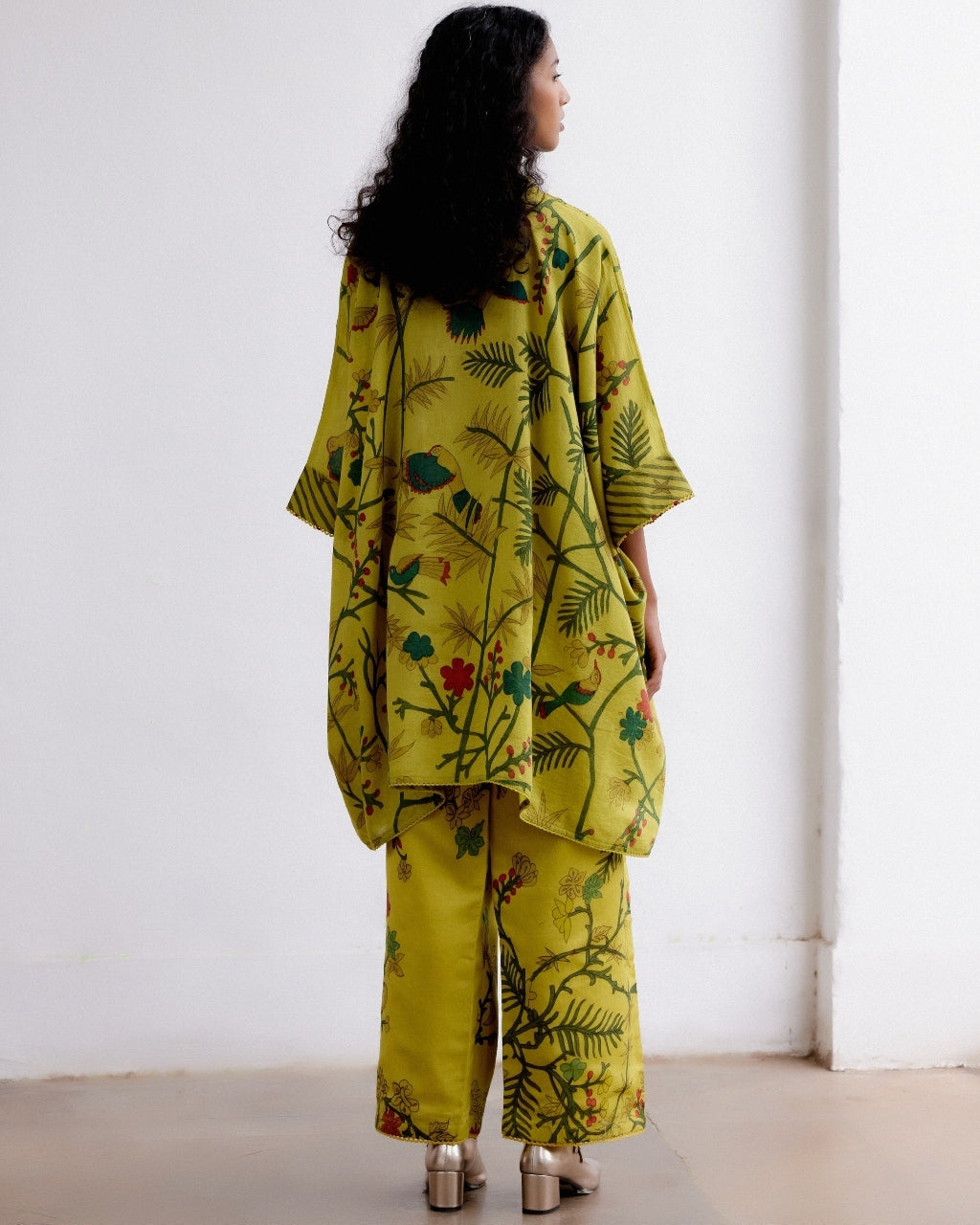 Mustard Kaftan Kalamkari Set