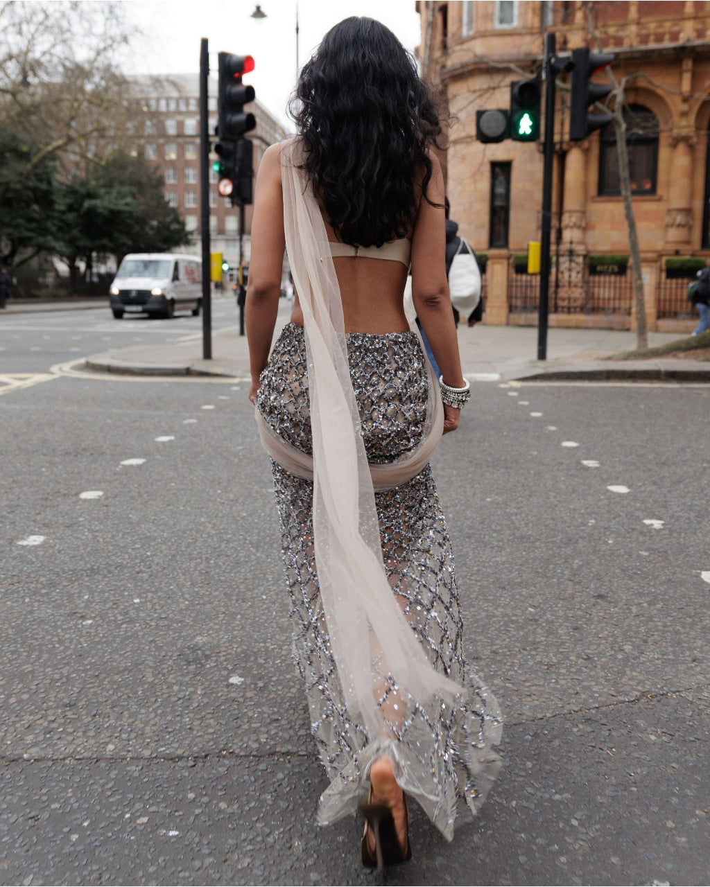 Silver Moon Sari Set