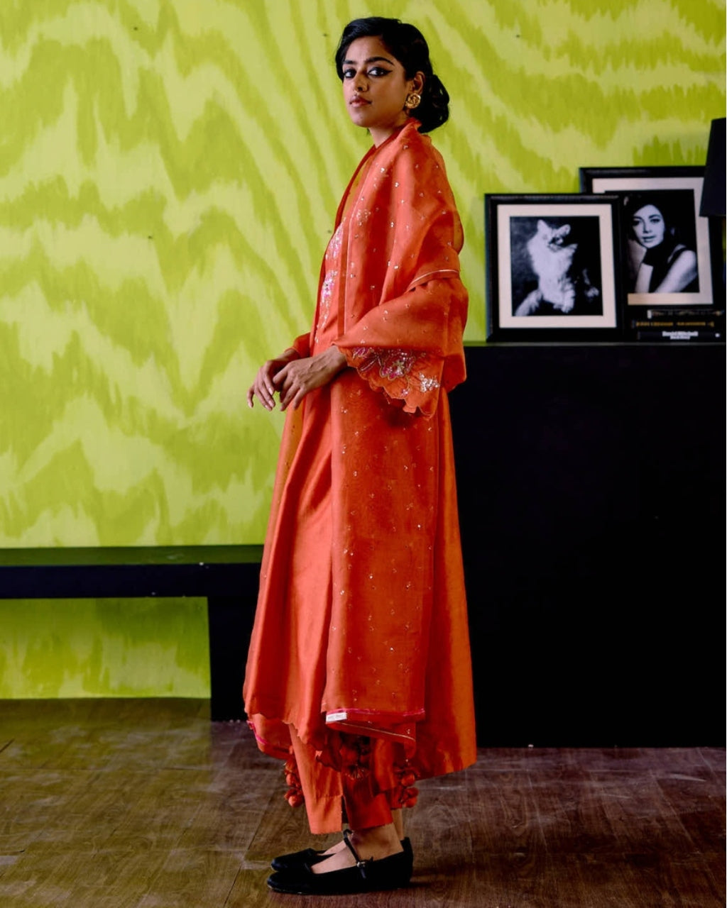 Rust Orange A-Line Kurta Set