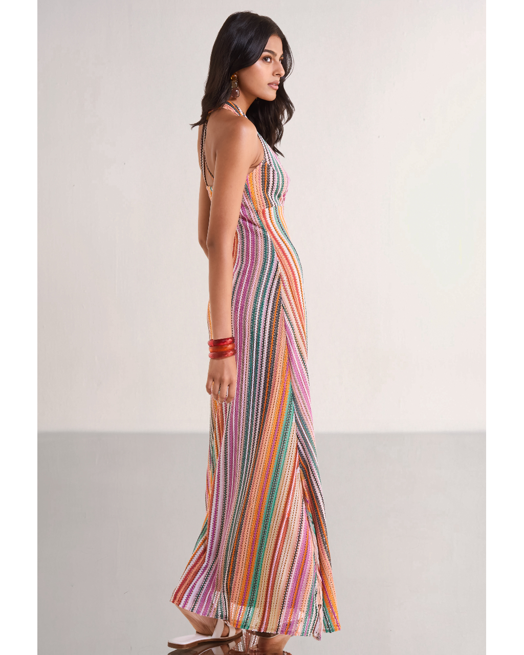 Halter Neck Crochet Knit Maxi