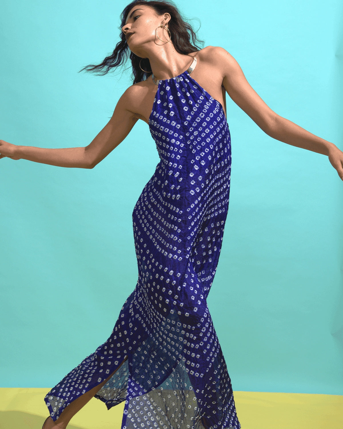 Choker Bandhani Maxi Dress