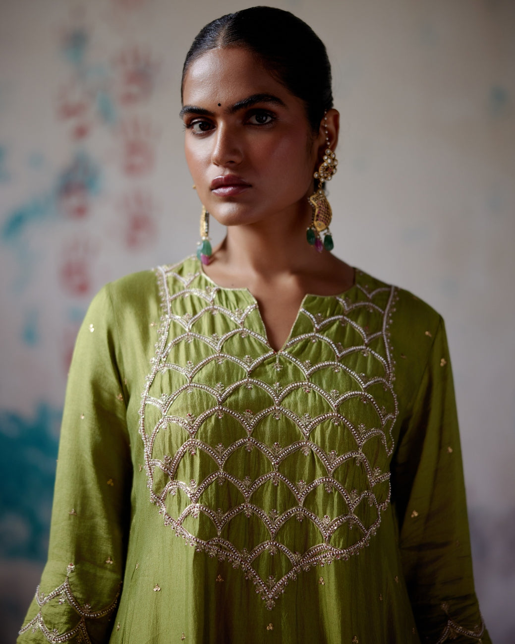 Olive A-Line Kurta Set