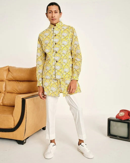 Yellow Kamal Cotton Kurta Set