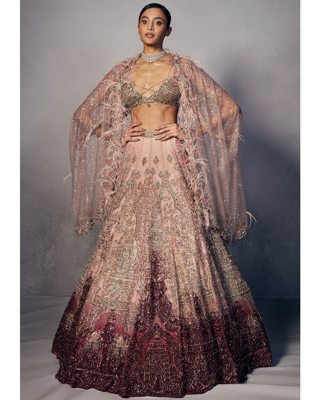 Joslyn Shimmer Tulle Bridal Lehenga Set