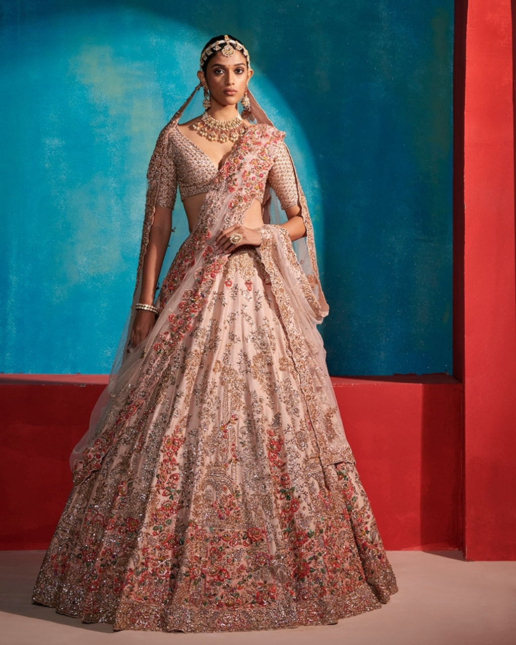 Etta Seashell Floral Garden Bridal Lehenga Set