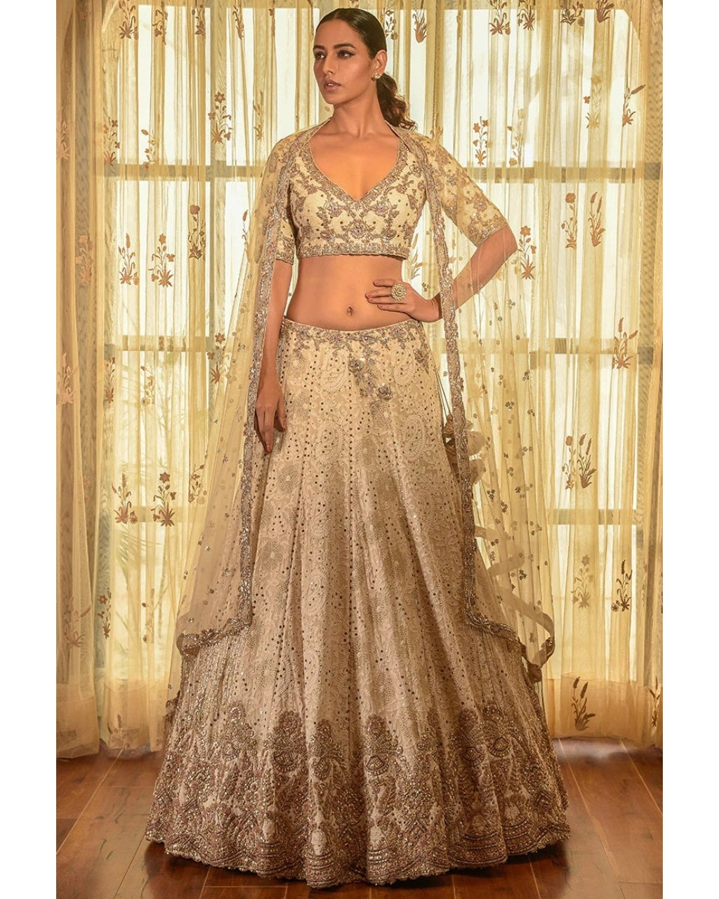 Ellie Georgette Chikankari Lehenga With Tilla Work