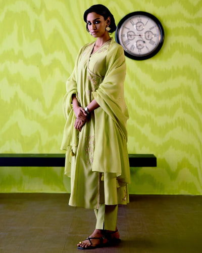 Green Apple Kallidar Angrakha Set