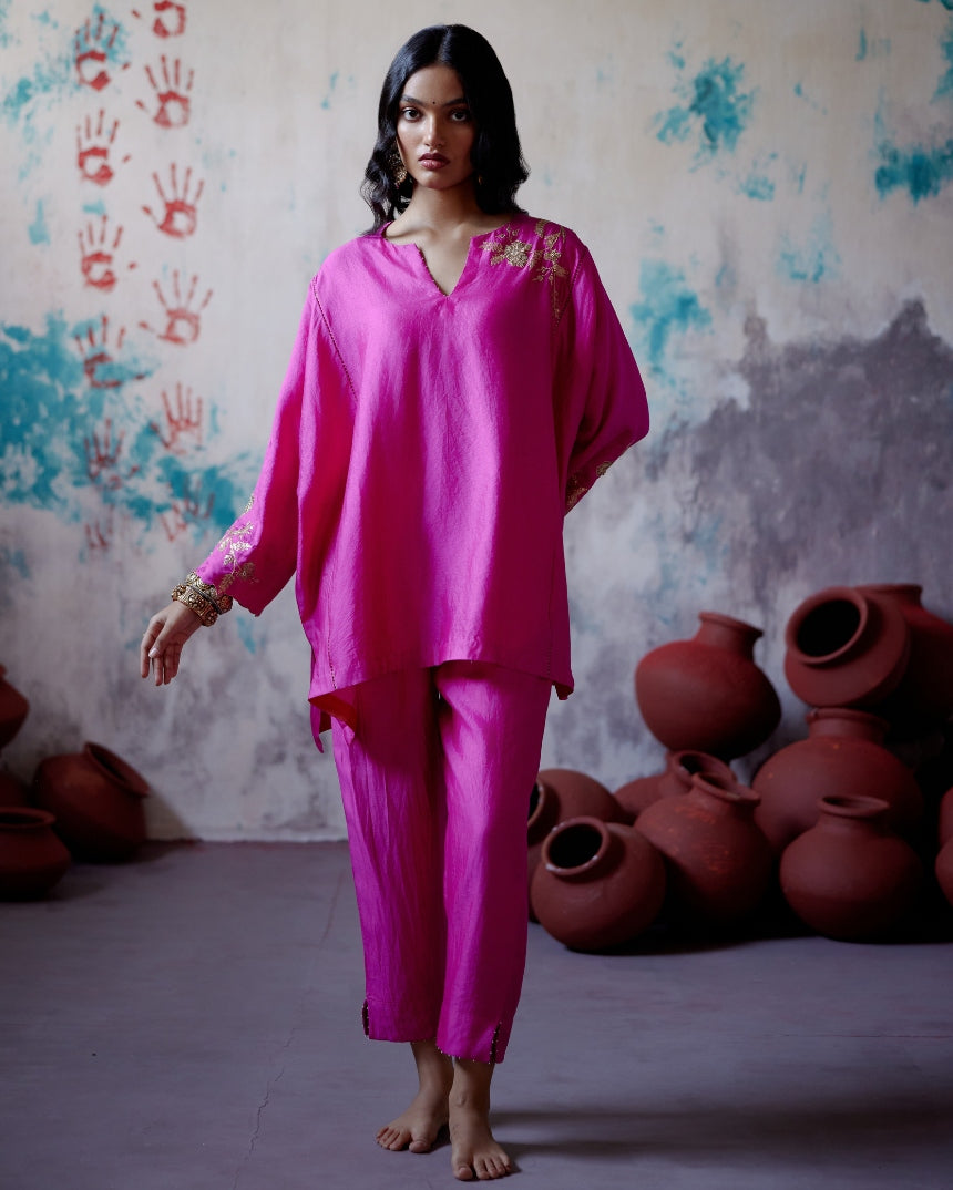 Fuchsia Pink Kaftan Style Co-Ord Set