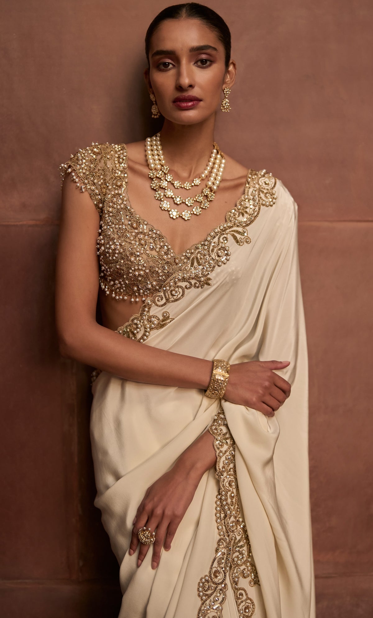 Ivory Gold Sari Set