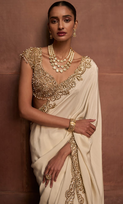 Ivory Gold Sari Set