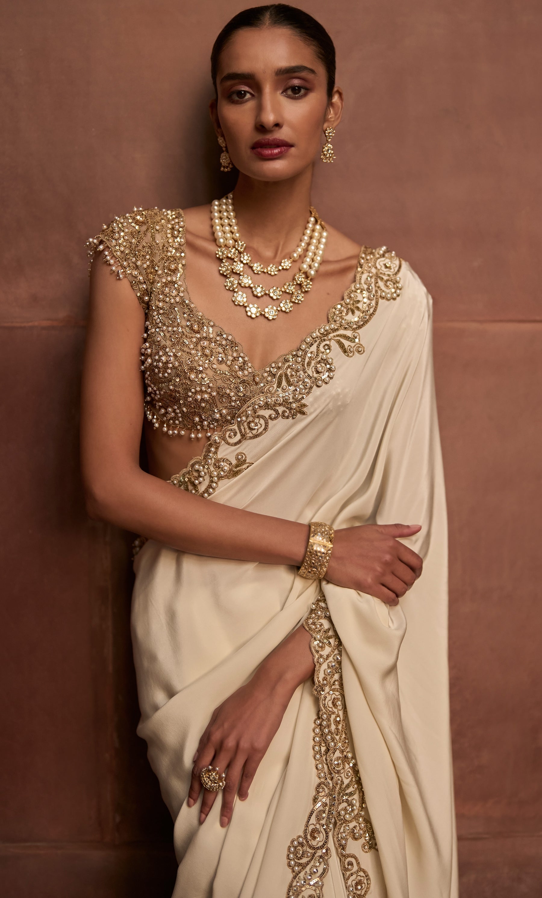 Ivory Gold Sari Set