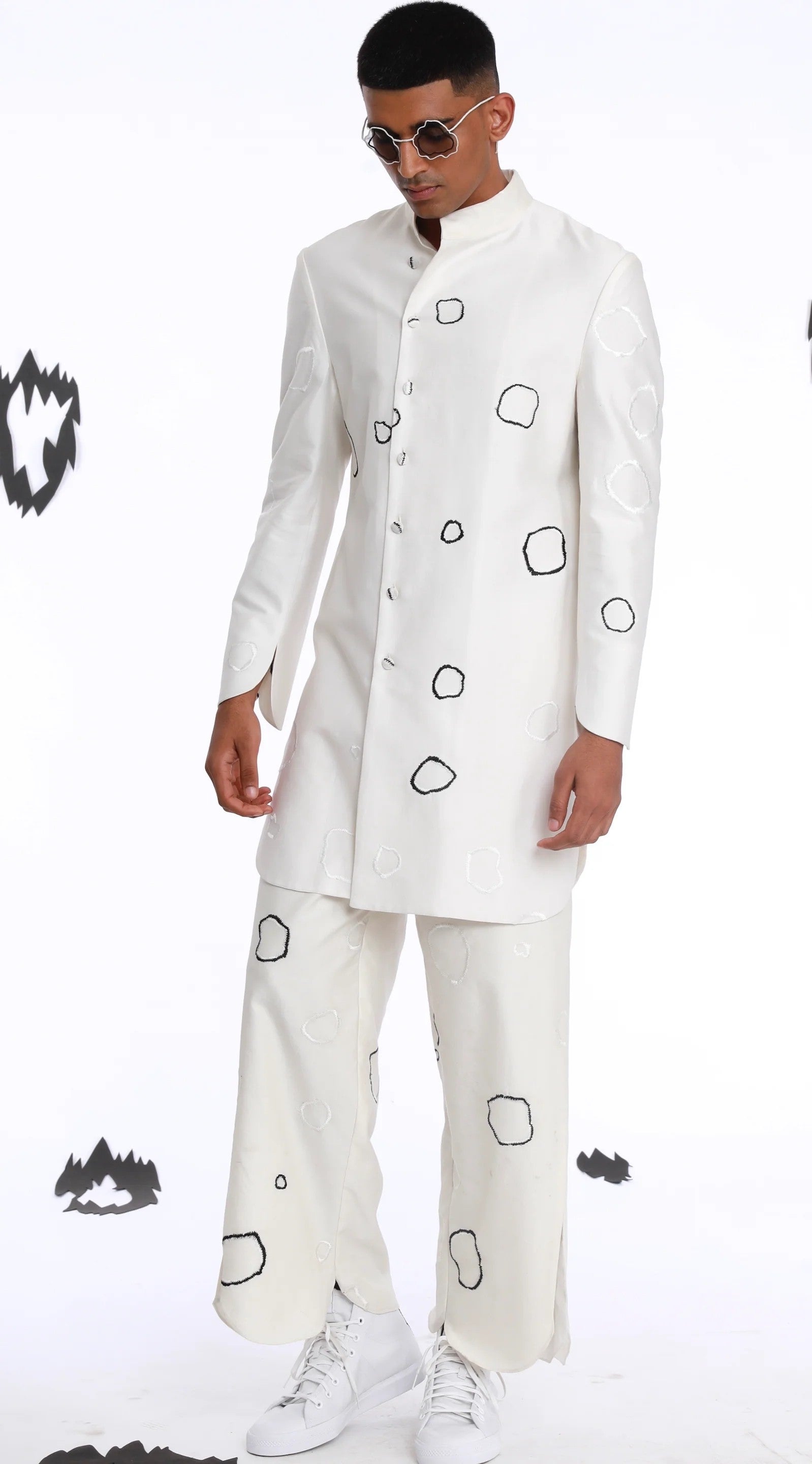 Moth Circles Embroidered Jacket Set