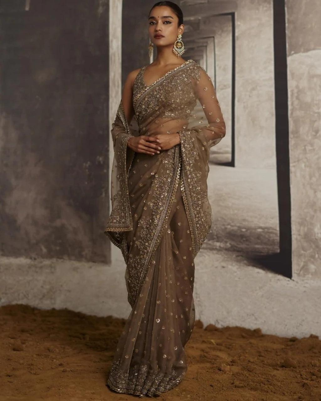 Organza Sari With Sequin & Cutdana Embroidery