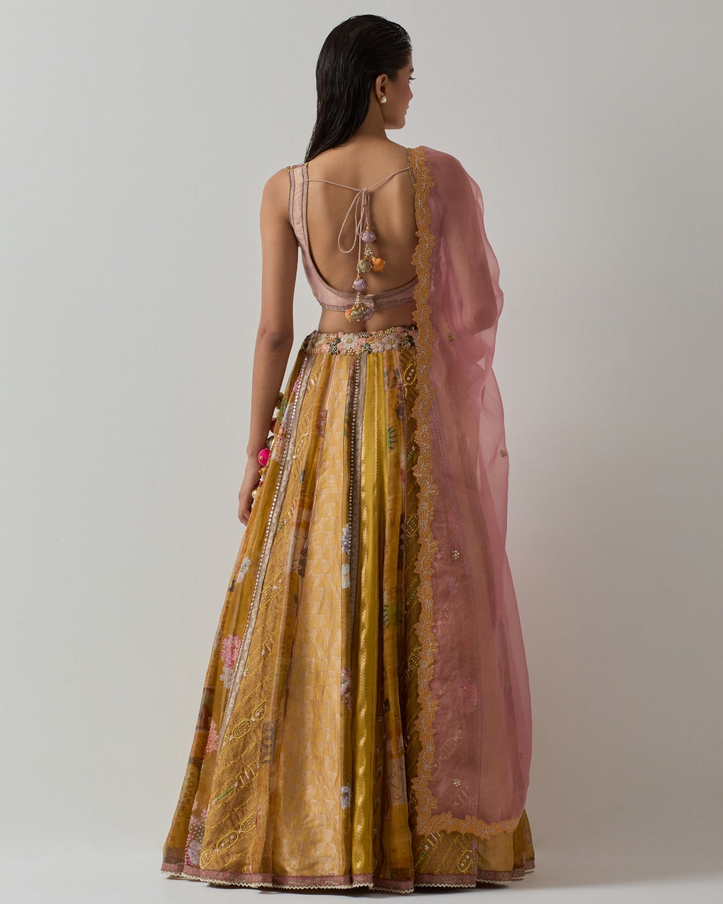 Yellow Minimal Embroidery Lehenga Set