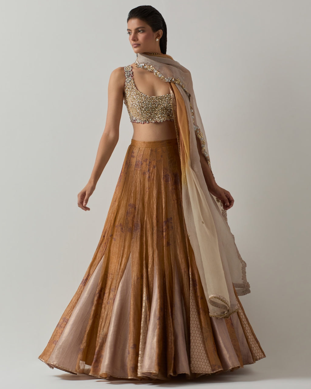 Mustard Tissue Lehenga Set