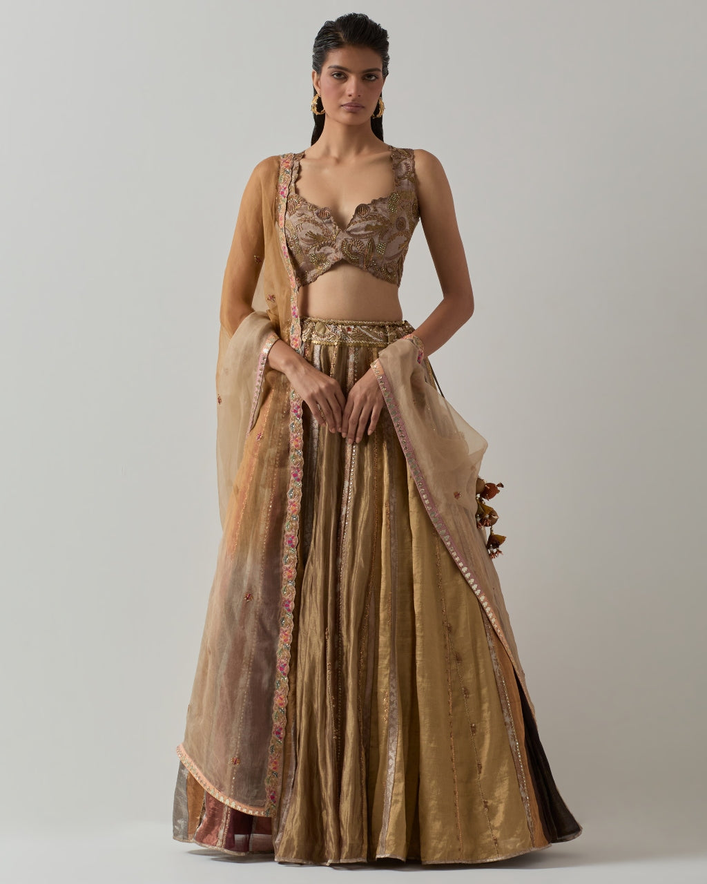 Metallic Tissue Lehenga Set