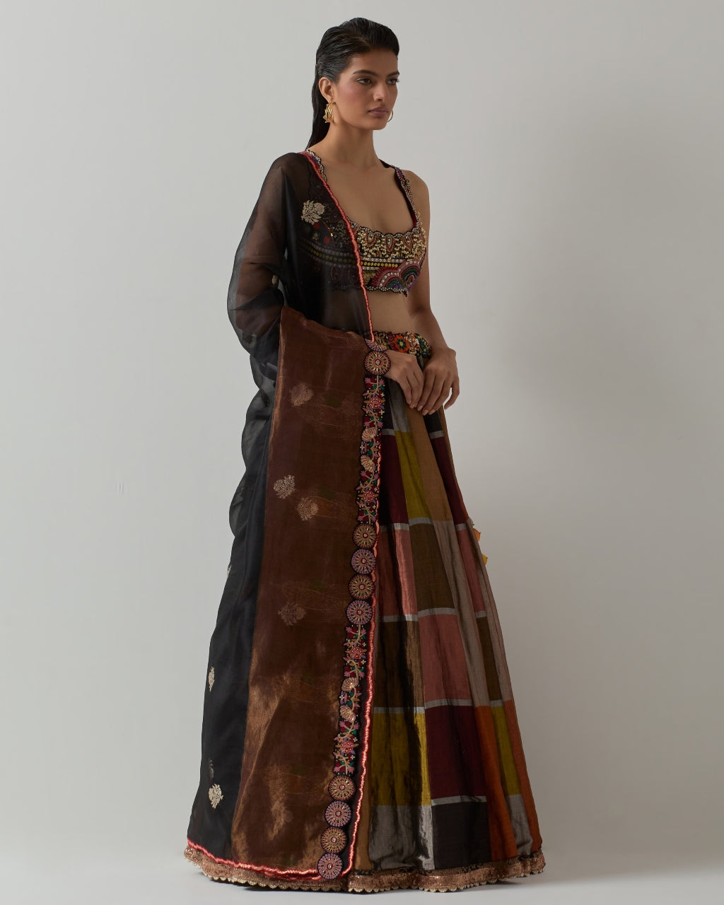 Black Metallic Lehenga Set