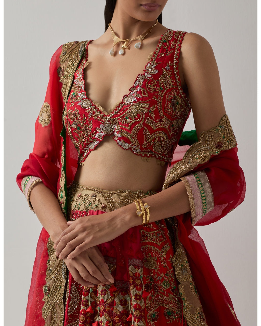 Red Zari Lehenga Set