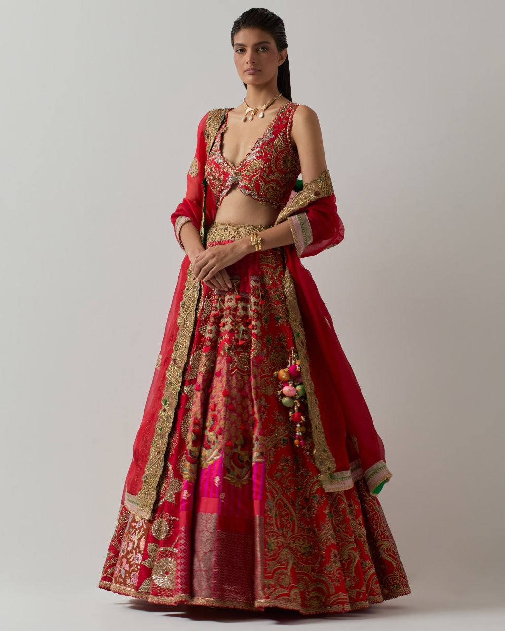 Red Zari Lehenga Set