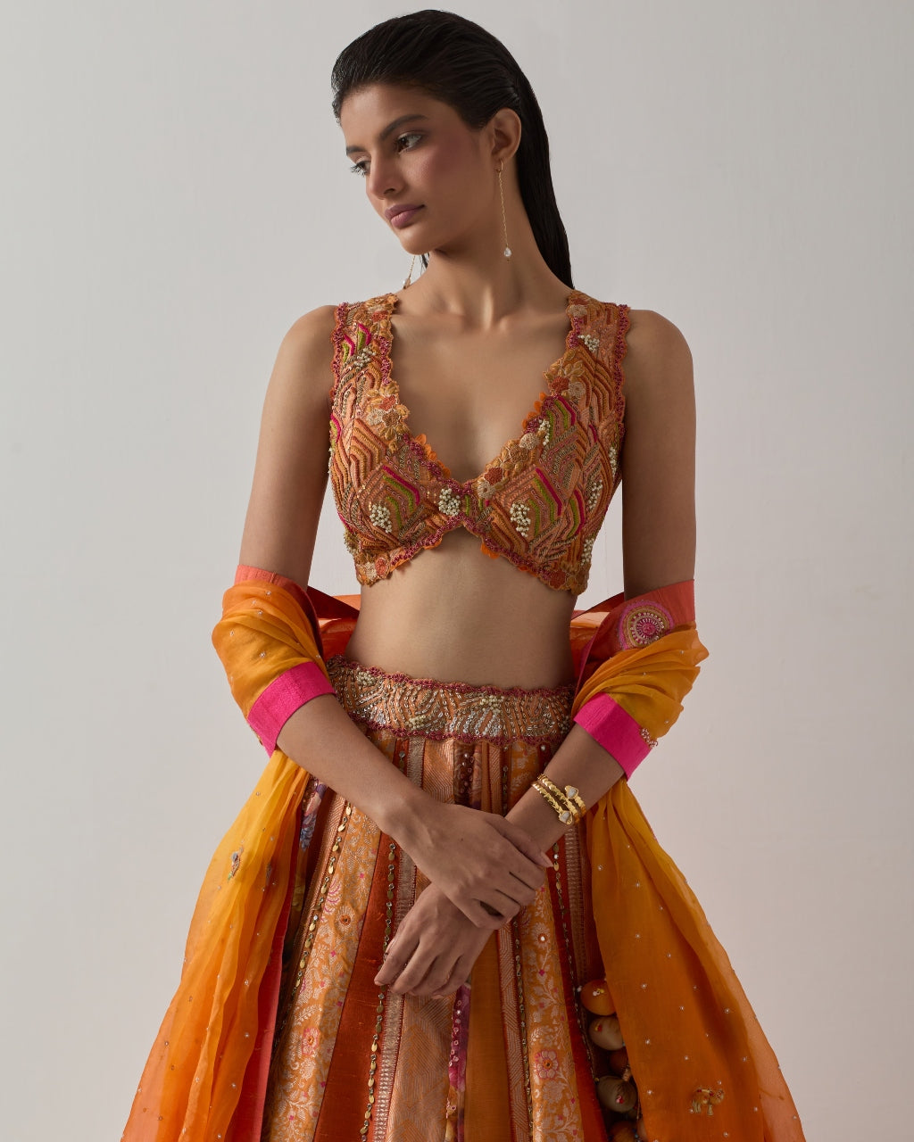 Burnt Orange Lehenga Set