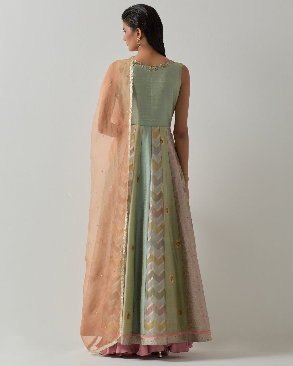 Aqua Jacket Anarkali Set