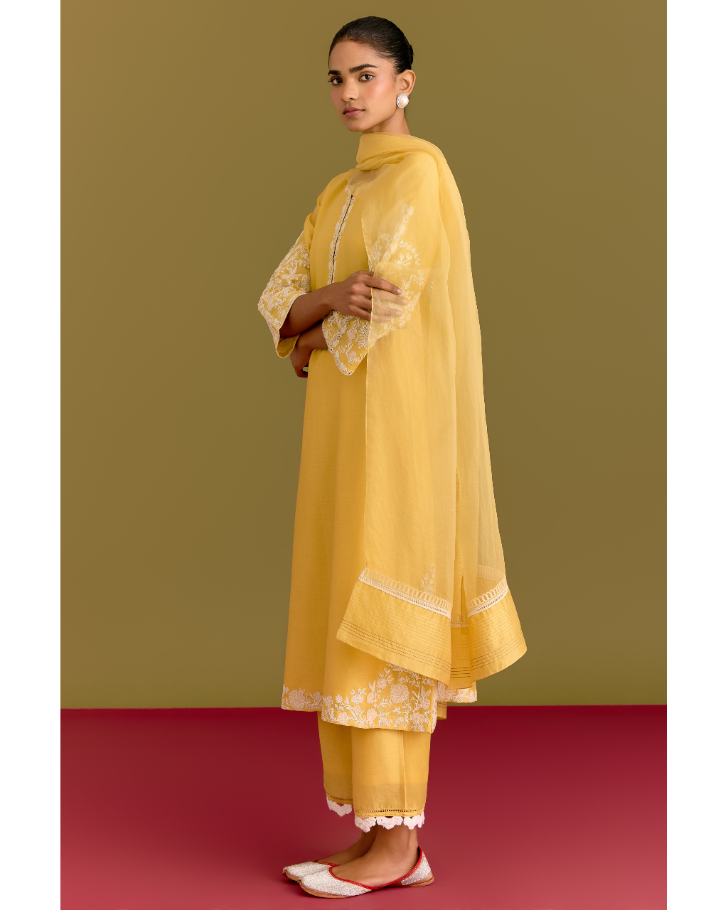 Yellow Dori Embroidered Kurta Set