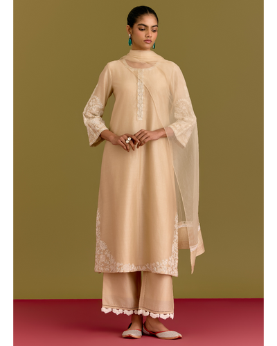 Beige Dori Embroidered Kurta Set