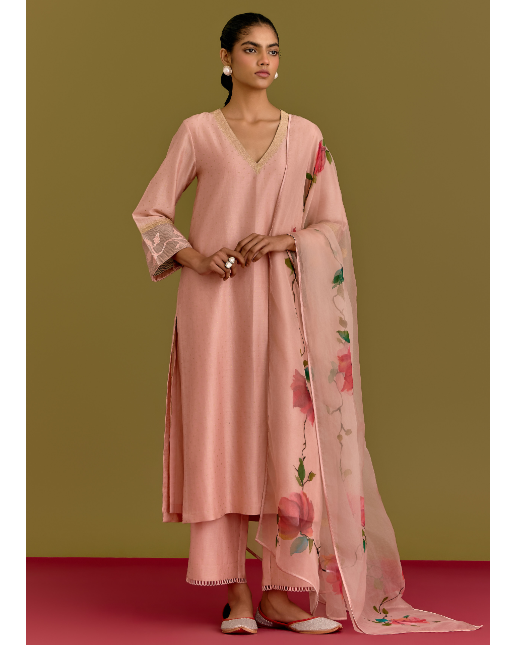Pink Handpaint Kurta Set