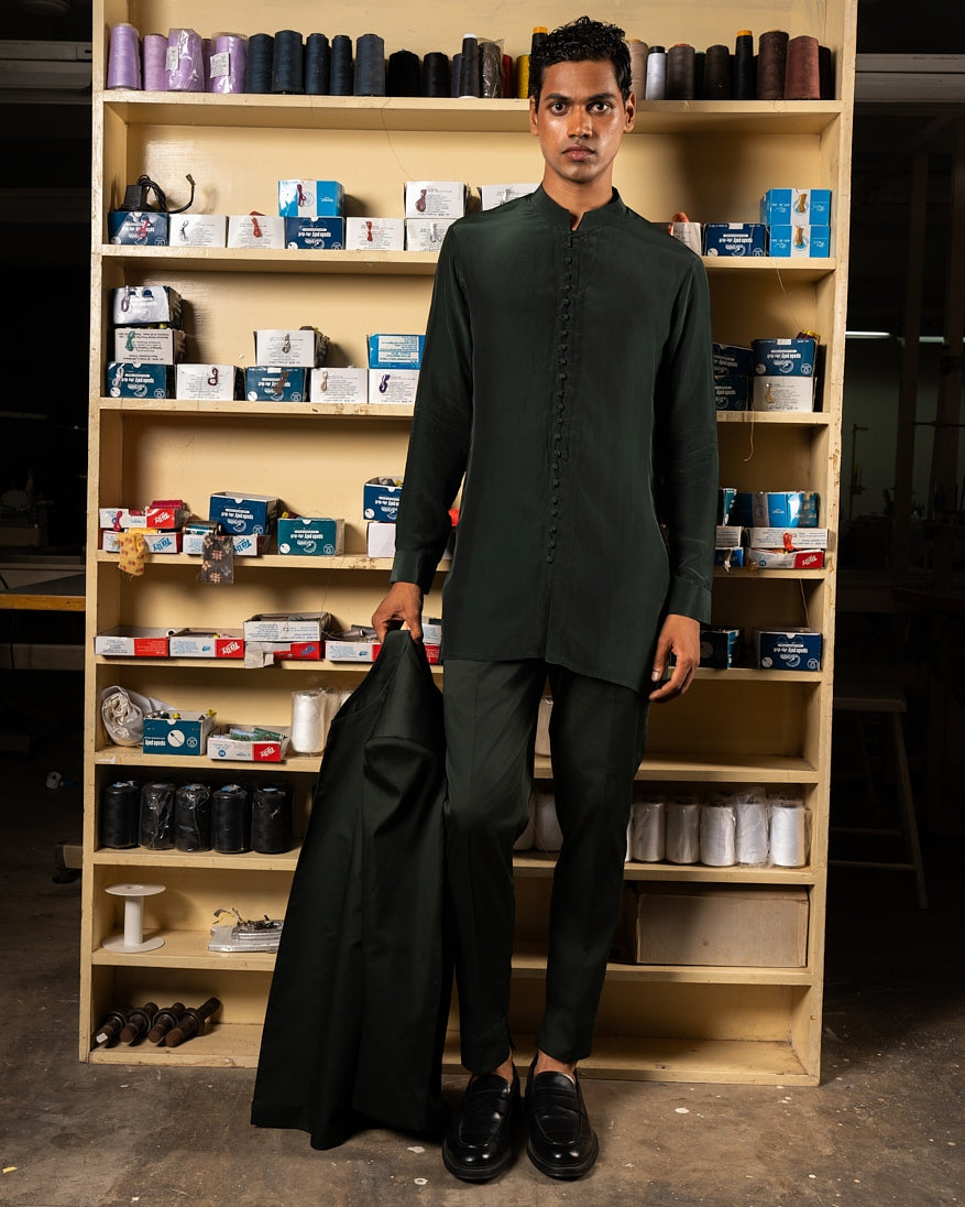 Black Anar Open Bandi With Matching Kurta Pajama Set