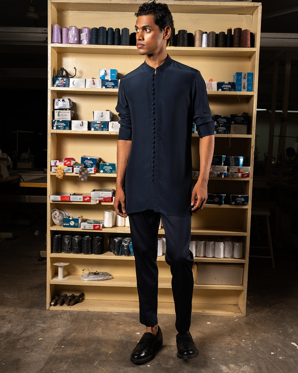 Navy Sheher Kurta Pajama Set