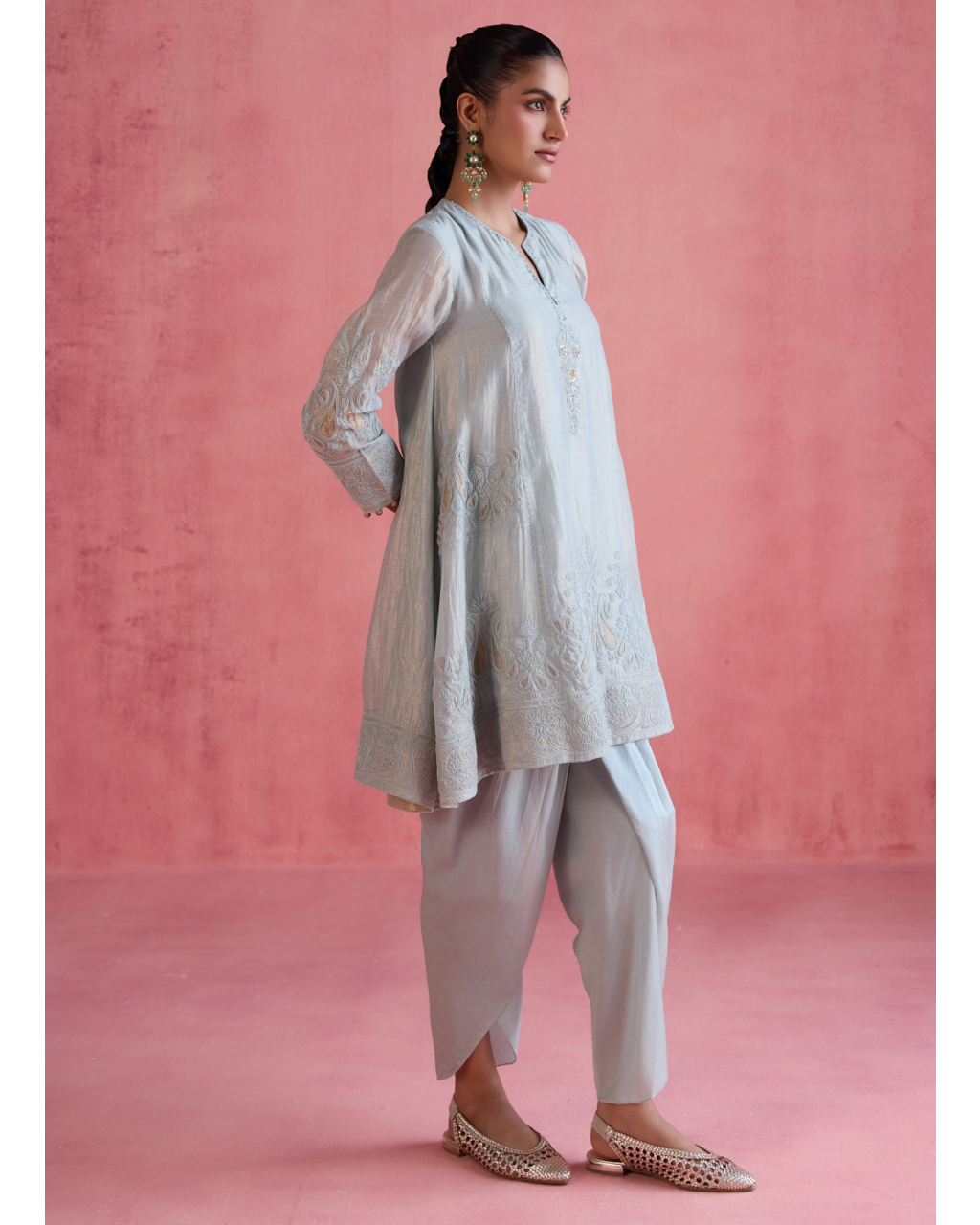 Fiza Dhoti Set - Ice Blue