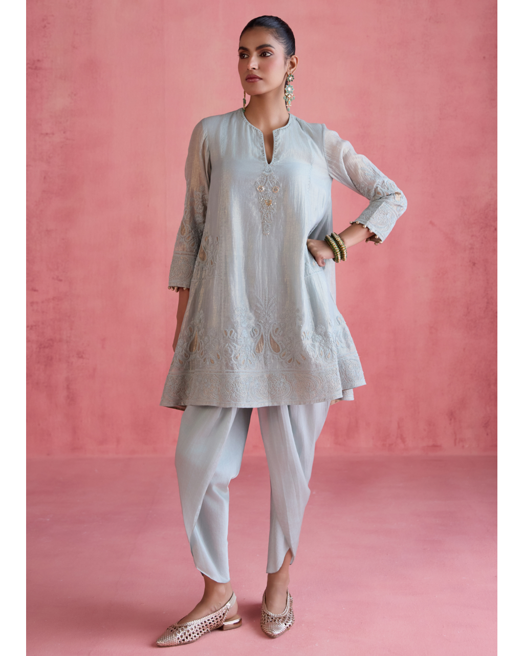 Fiza Dhoti Set - Ice Blue