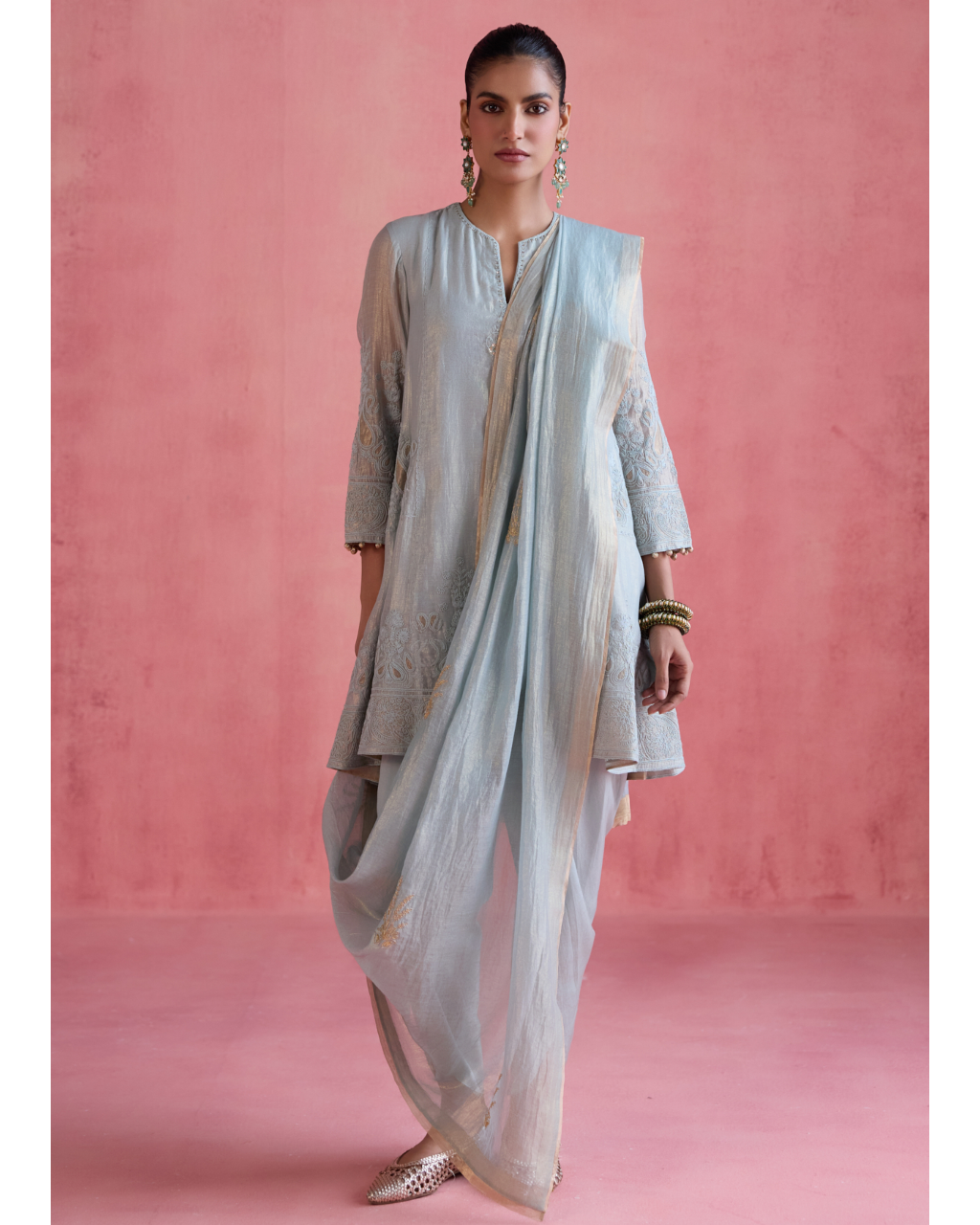 Fiza Dhoti Set - Ice Blue