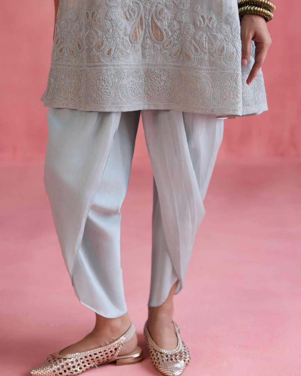 Fiza Dhoti Set - Ice Blue