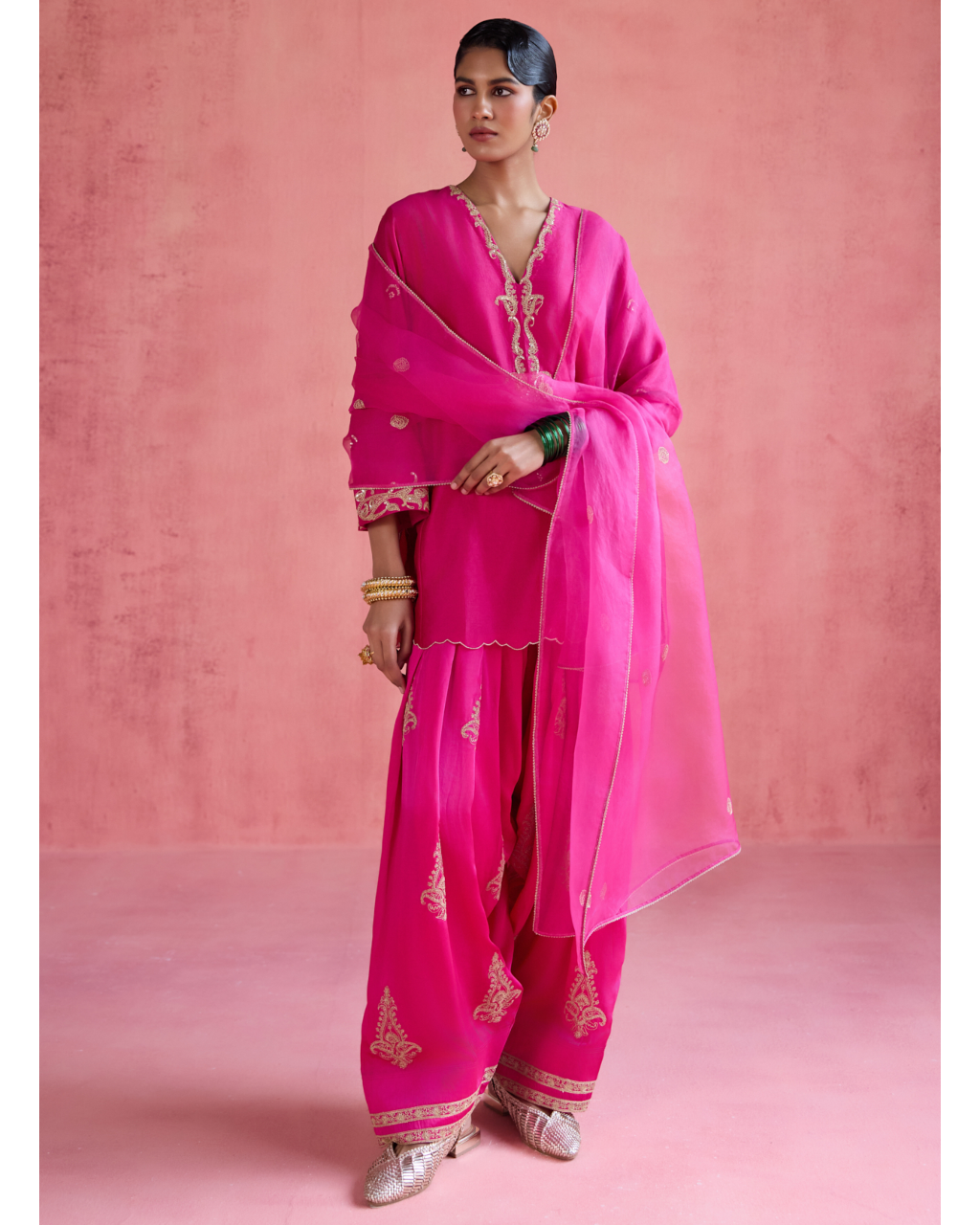 Noor Farshi Salwar Set - Fuchsia