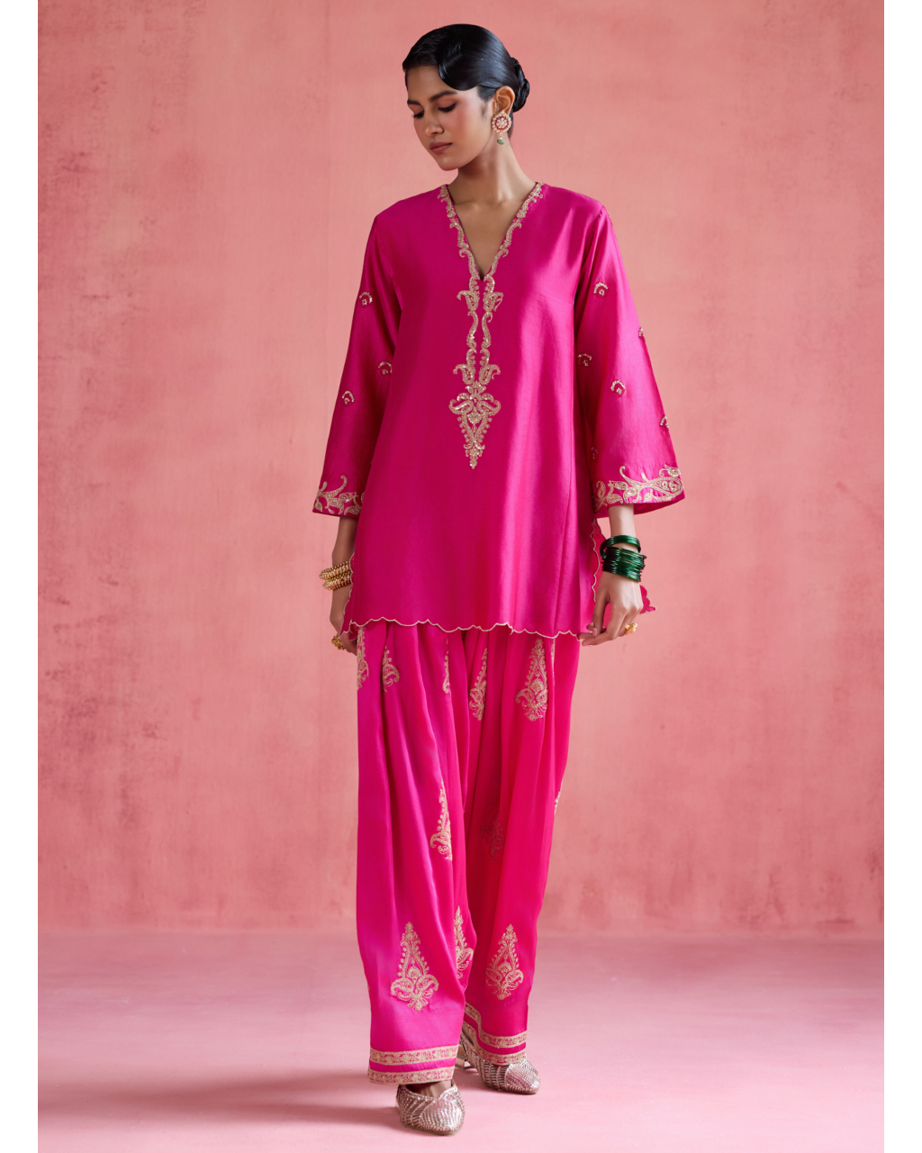 Noor Farshi Salwar Set - Fuchsia