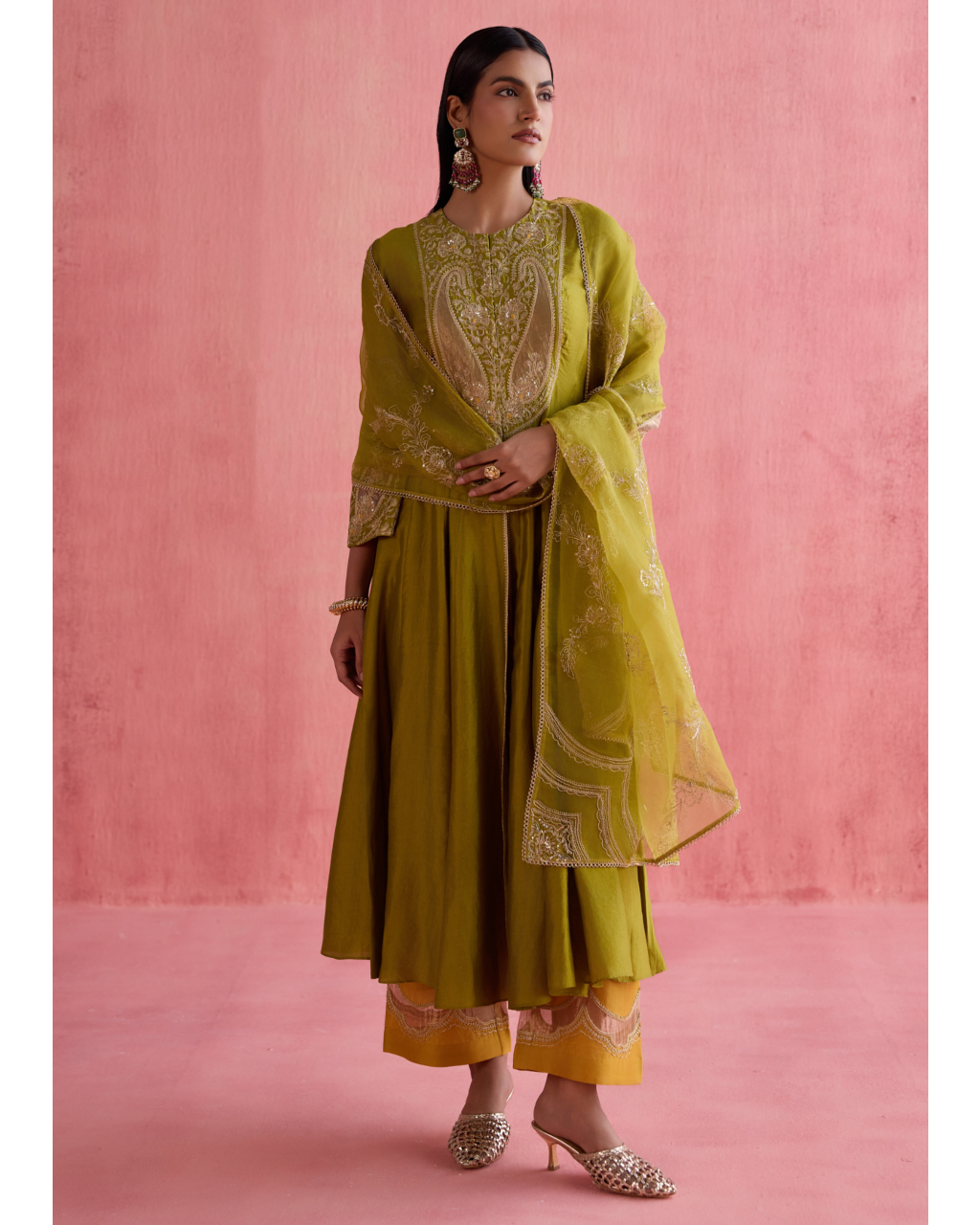 Zeenat Anarkali Set - Green
