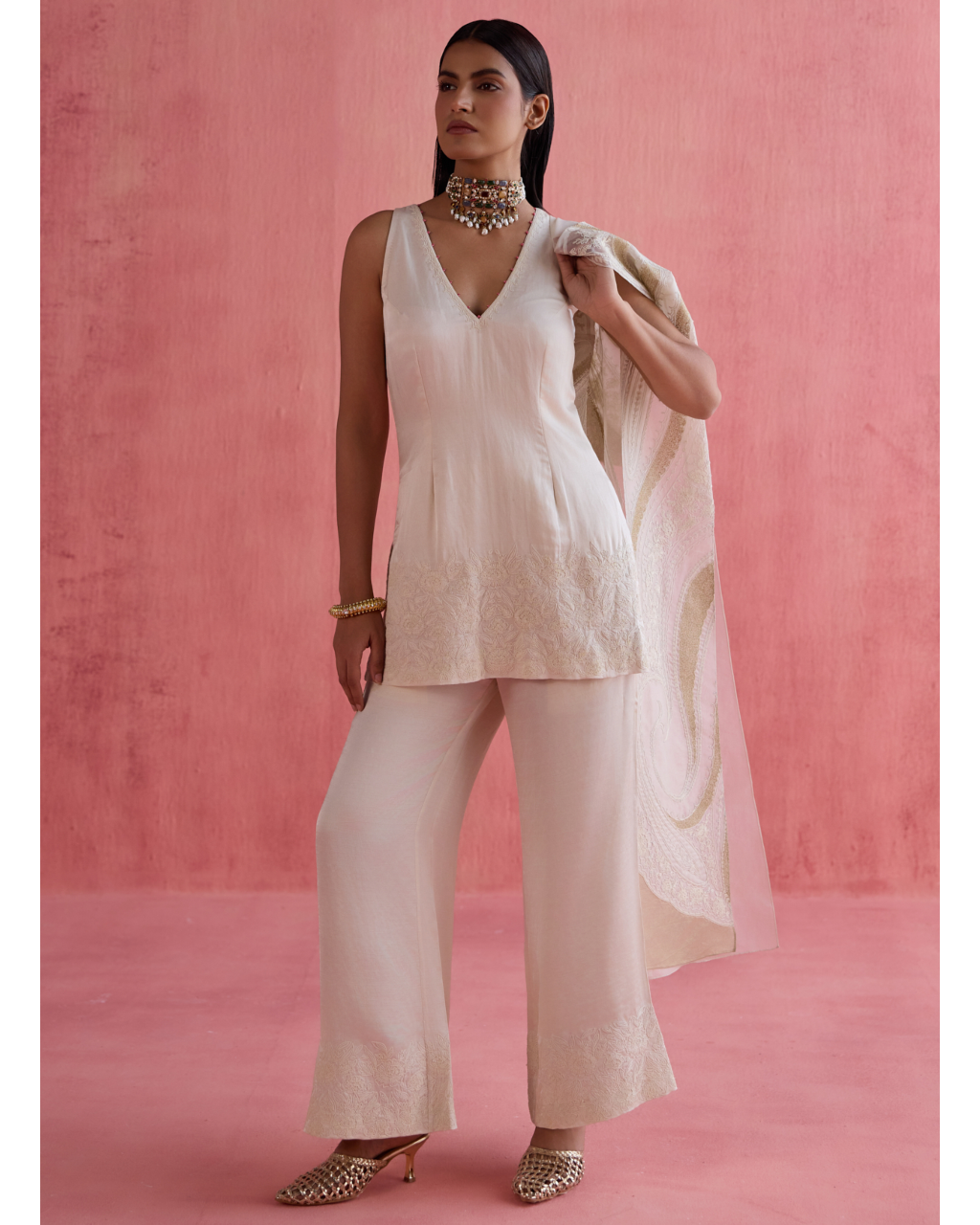 Shireen Jacket Set - Ivory
