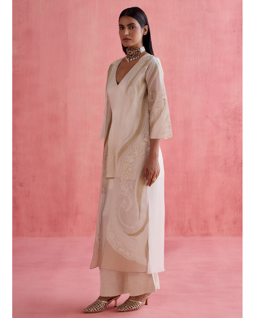 Shireen Jacket Set - Ivory