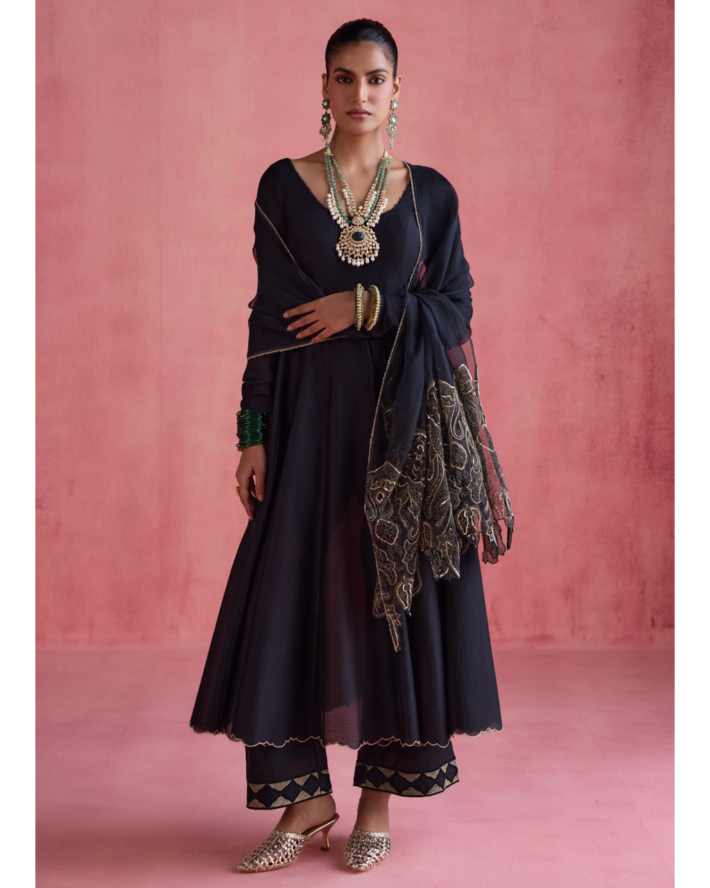 Gul Anarkali Set - Black