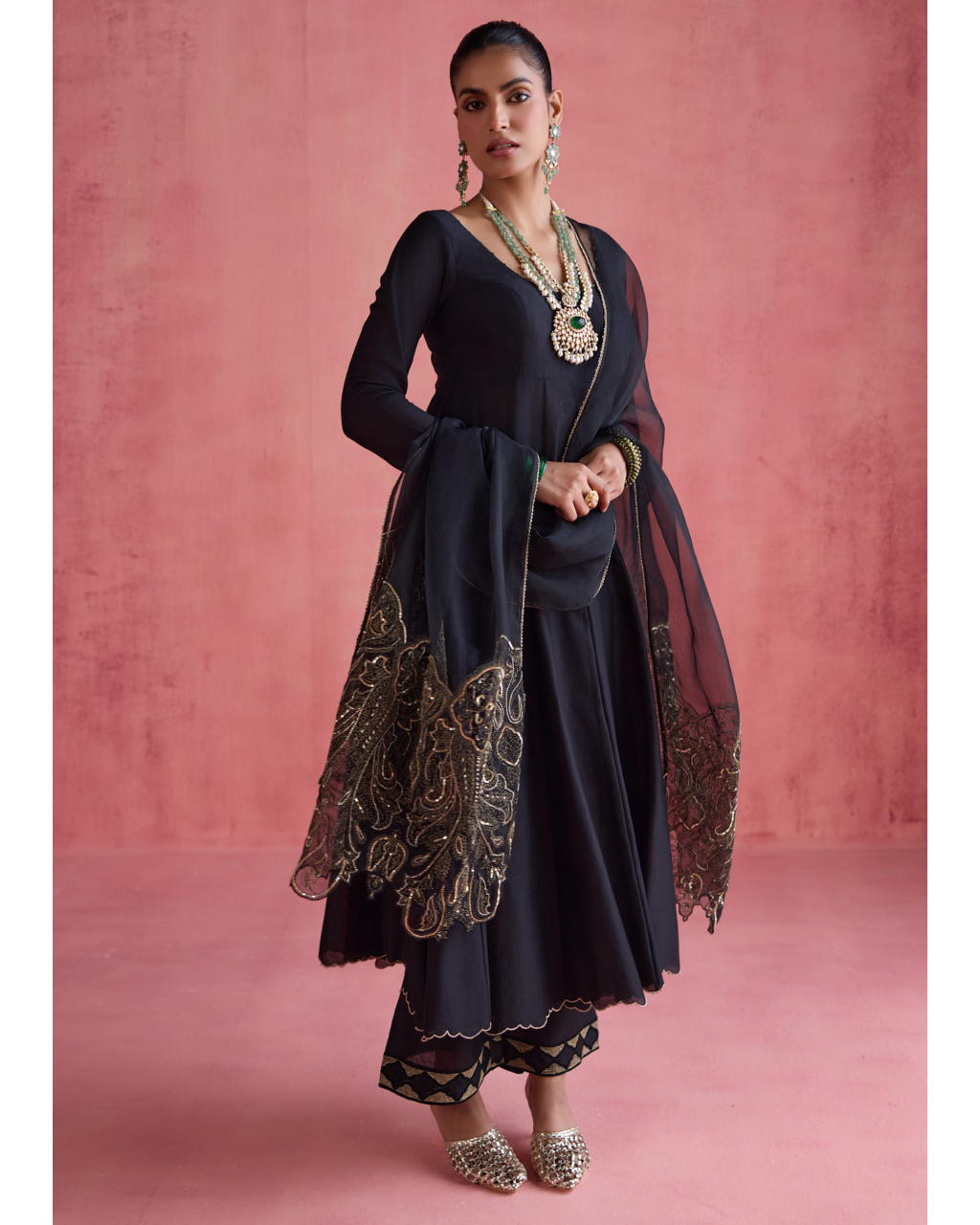 Gul Anarkali Set - Black