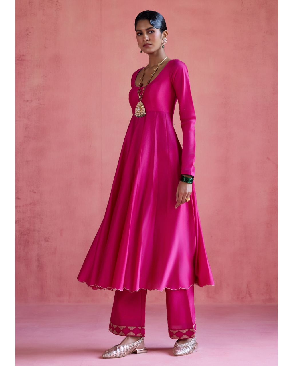 Gul Anarkali Set - Fuchsia