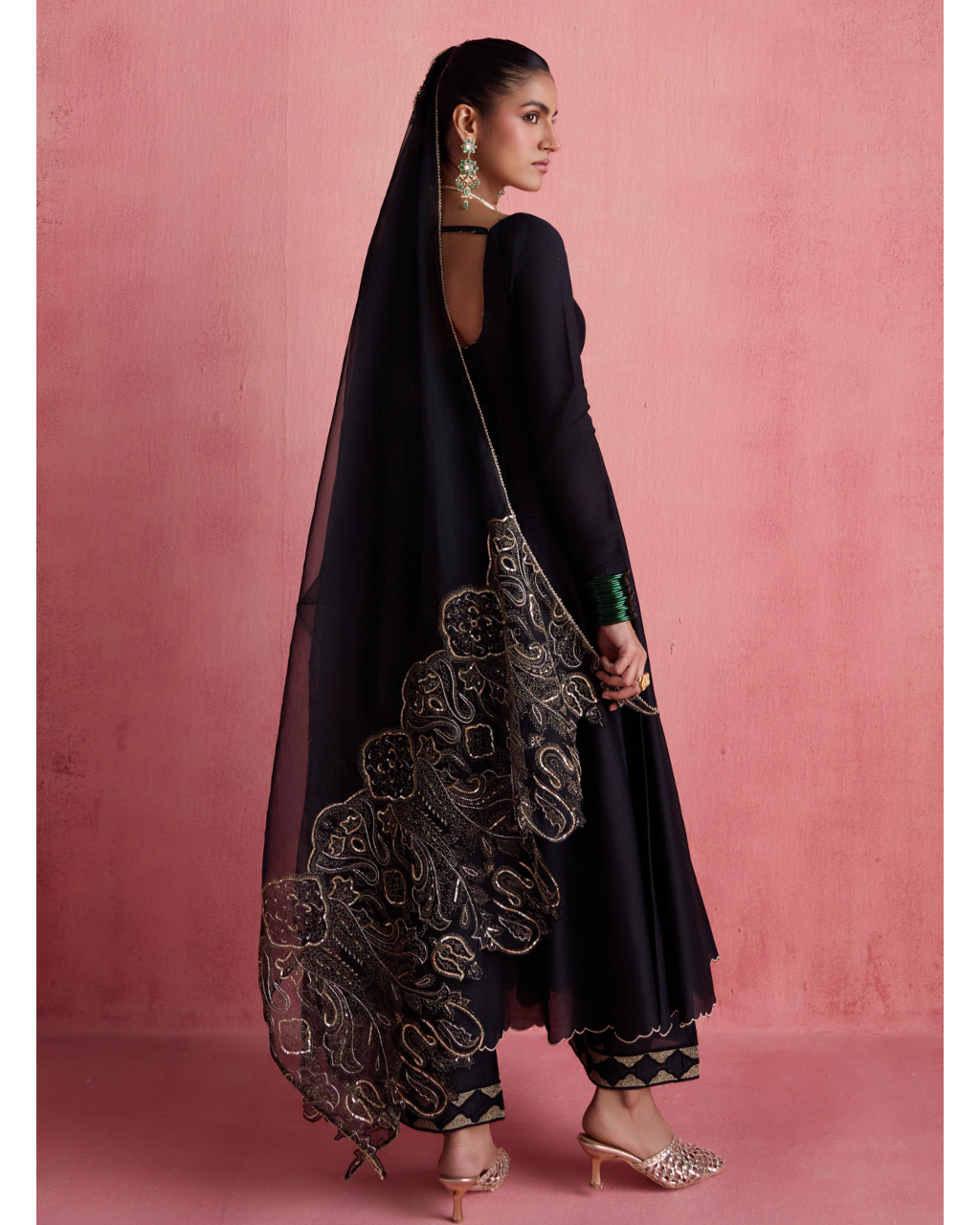 Gul Anarkali Set - Black