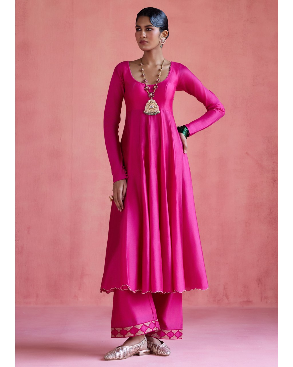 Gul Anarkali Set - Fuchsia