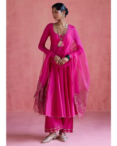 Gul Anarkali Set - Fuchsia