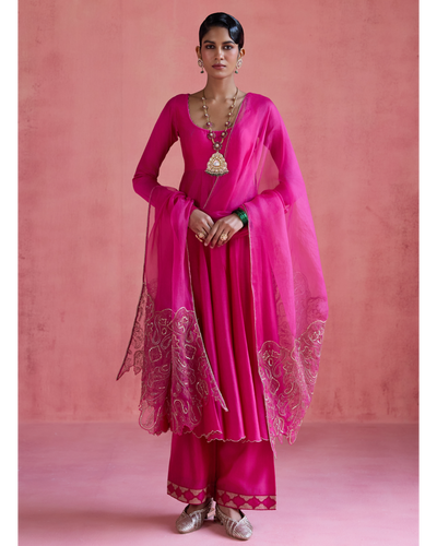 Gul Anarkali Set - Fuchsia